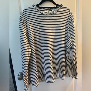 Croft and Barrow NWT white and navy 3x top